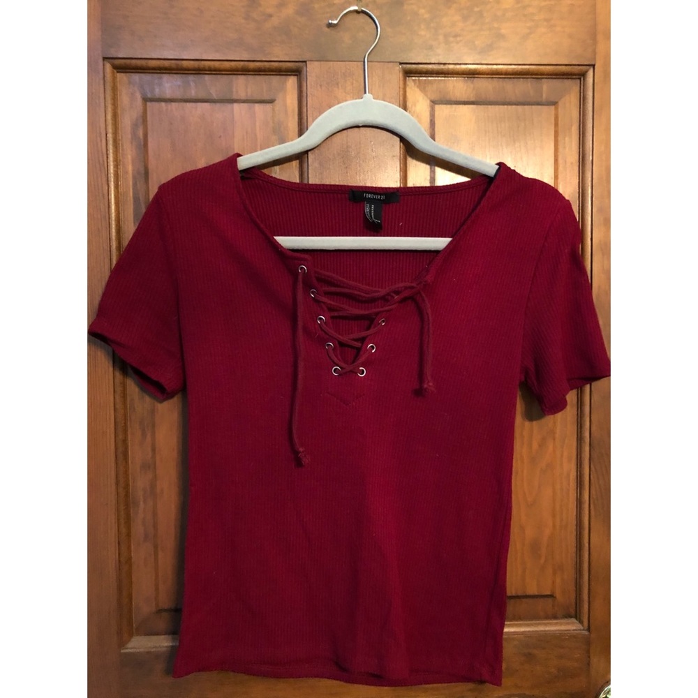 Forever 21 Laced up red top